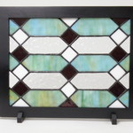 ステンドグラスパネル ダイヤ柄 ブルー