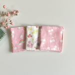 SALE価格6重ガーゼ☆ハーフサイズ☆ミニハンカチ3枚セット☆女の子☆虹、音符、さくらん