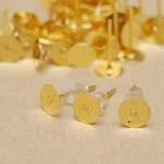 シリコンキャッチ付♪6mm皿付きピアス金具/100個/ゴールド