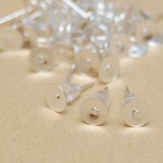 シリコンキャッチ付♪6mm皿付きピアス金具/100個/シルバー
