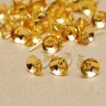 シリコンキャッチ付♪6mmカップ付きピアス金具/100個/ゴールド