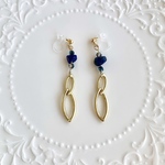 天然石 ラピスラズリのノンホールピアス • イヤリング ❇︎ マットゴールド ❇︎ Minette☆ ST016  ❇︎ ピアス 変更無料 ❇︎