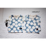 水玉さんの小袖Ｔシャツ♪ お袖ブルー 90