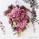 ダリア＆コスモス スワッグ アンティークピンク＜アーティフィシャルフラワー＞