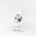 🐻‍❄️🍨🍈 Teddy bear ring〜おやつの時間  ✵ メロンソーダグラスのくまリング 《 シュガベア 》フリーリング  