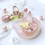ピーチカラー猫のシャカシャカキーホルダー(1)