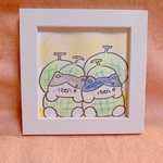 原画「メロンをかぶったネコ」(壁掛け&立て掛け額入り)