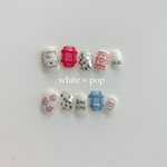 #11 文字変更自由【 size order 】 nail tip - pop check dog flower 落書きネイル