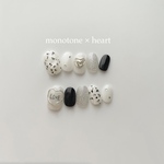 #16 【 size order 】- nail tip monotone heart 🐩🖤 落書きネイル 色鉛筆ネイル 韓国風ネイル ハート