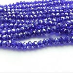 80個・5×6ｍｍ・オリエンタルブルーメタリック・ファセットガラスビーズ・ボタンカット・23080811