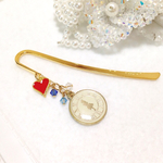 ♥ 不思議の国のアリス アリスブックマーカー❤　チャーム→白色 / スワロ→青系