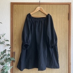 natural*ワッシャーコットンブラックお袖ぷっくり