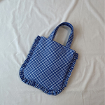 frilltote bag チェック柄　ブルー