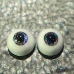 12mm 黒硝子瞳孔の銀箔プリズムアイ 石膏レジンアイ　ドールアイ