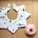 送料無料！！ネーム刺繍しずく柄スタイ