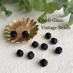 《10コ》Vintage beads バロック7㎜　ジェット　チェコビーズ