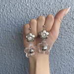 メタル&クリアフラワーピアス