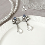 ［NEW］ サファイア ブルー スワロフスキー ビジュー ピアス イヤリング ［ 結婚式 お呼ばれ ウェディング ブライダル ］