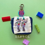 刺繍小さなハコポーチキーホルダー　とんがりくん