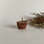つるかけ編みのアンティークバスケット　茶(中)