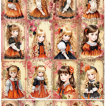 デザインペーパー CUTE LITTLE GIRL HALLOWEEN コラージュシート