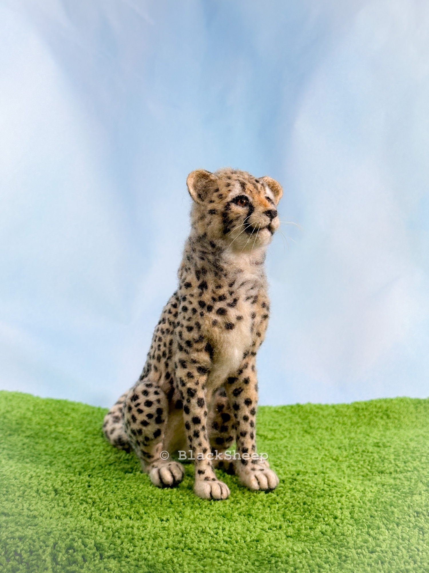 羊毛フェルト チーター 羊毛フェルト チーターの子ども - Black Sheep Needle Felting