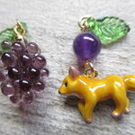 ◇3697再販２ 🍇狐と葡萄　アメジストのピアス・イヤリング🦊🍇 