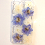 ブルーとホワイトの押し花iPhoneケース
