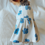 犬服ワンピース　ブルー花柄