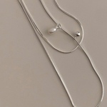 シルバー925  レトロ　シンプル　2連　パール　チャーム　ネックレス　silver925  