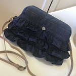 送料無料☆デニムリメイク☆パカっと開く口金ショルダーバッグ