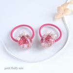 【275】ころんといちご　リボン　ヘアゴム　ピンク　レジン　子供　キッズ　苺　ベビー　ハンドメイド