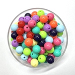 【約12mm 60個】カラフルアクリルビーズ　アソート  ラウンド 貫通 ※入荷毎に色が大幅に変更する可能性あり