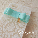 Sale!!!〈ティファニーブルーリボン〉イニシャル付 ダマスク柄 iPhone5.5s /旧SEケース