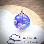 空＆雲ペンダント まん丸 夕暮れ空とシャボン玉 20mm