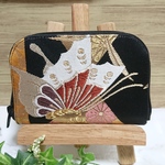 帯リメイク🌸蝶･花柄ミニ財布ラウンドファスナー