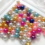 ※送料無料　約50個セット☆ミックスカラー【8mm】穴なし　高光沢アクリルパール　穴なしパール