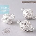 ﾏｸﾞﾈｯﾄｸﾗｽﾌﾟ*4個～シルバー:ラインストーン付*土星*磁石*留め具＜送料無料＞