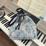 サブバッグにもショルダーにも☆色々使える巾着ショルダートート♪鳥と花のファンシーイラスト🕊️