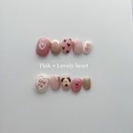#19 文字変更自由 【 size order 】nail tip - LOVE MY DOG 4🐕💗 落書きネイル 色鉛筆ネイル チェック ハート