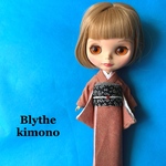 ブライス リカちゃん 服  着物 江戸小紋 黒