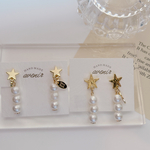 イヤリング変更可能  ピアス イヤリング ゴールド 星 揺れる 大人 可愛い 綺麗 スター star パール シンプル チ 入学式 入園式 秋 アシンメトリー 秋 冬 クリスマス