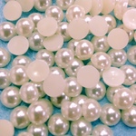 ◆パール オフホワイト デコパーツ 半円 6mm◆100個　