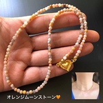 オレンジムーンストーン3mmネックレス 天然石ネックレス パワーストーンネックレス