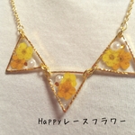 さんかくフラワーネックレス(オレンジ&イエロー)