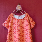 北欧ドット　半袖ワンピース 　赤