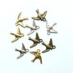 ３色15個・鳥のチャーム・ゴールド・アンティークシルバー・金古美・23081924