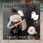 ❀Happy Halloween 死神の女の子❀ ハンドメイド マスコット 粘土 ハロウィン 女の子 人形