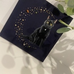 黒猫と三日月のファブリックボード