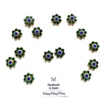 [Vintage Swarovski]  Emerald × Sapphire Flower Bijou Earrings